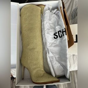 Schutz Maryana Leather Boot - 9.5| Crocodile-Embossed Leather